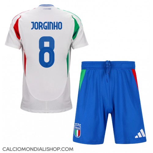 Maglie da calcio Italia Jorginho Frello #8 Seconda Maglia Bambino Europei 2024 Manica Corta (+ Pantaloni corti)